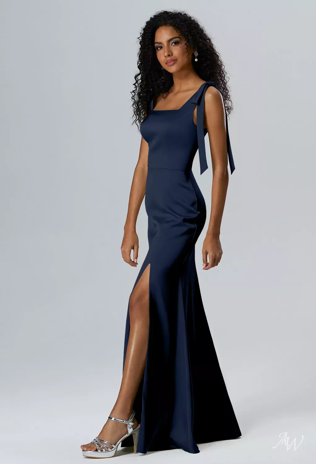 AW Natalie Dress, Pearl Pink Crystal Satin Satin Charmeuse