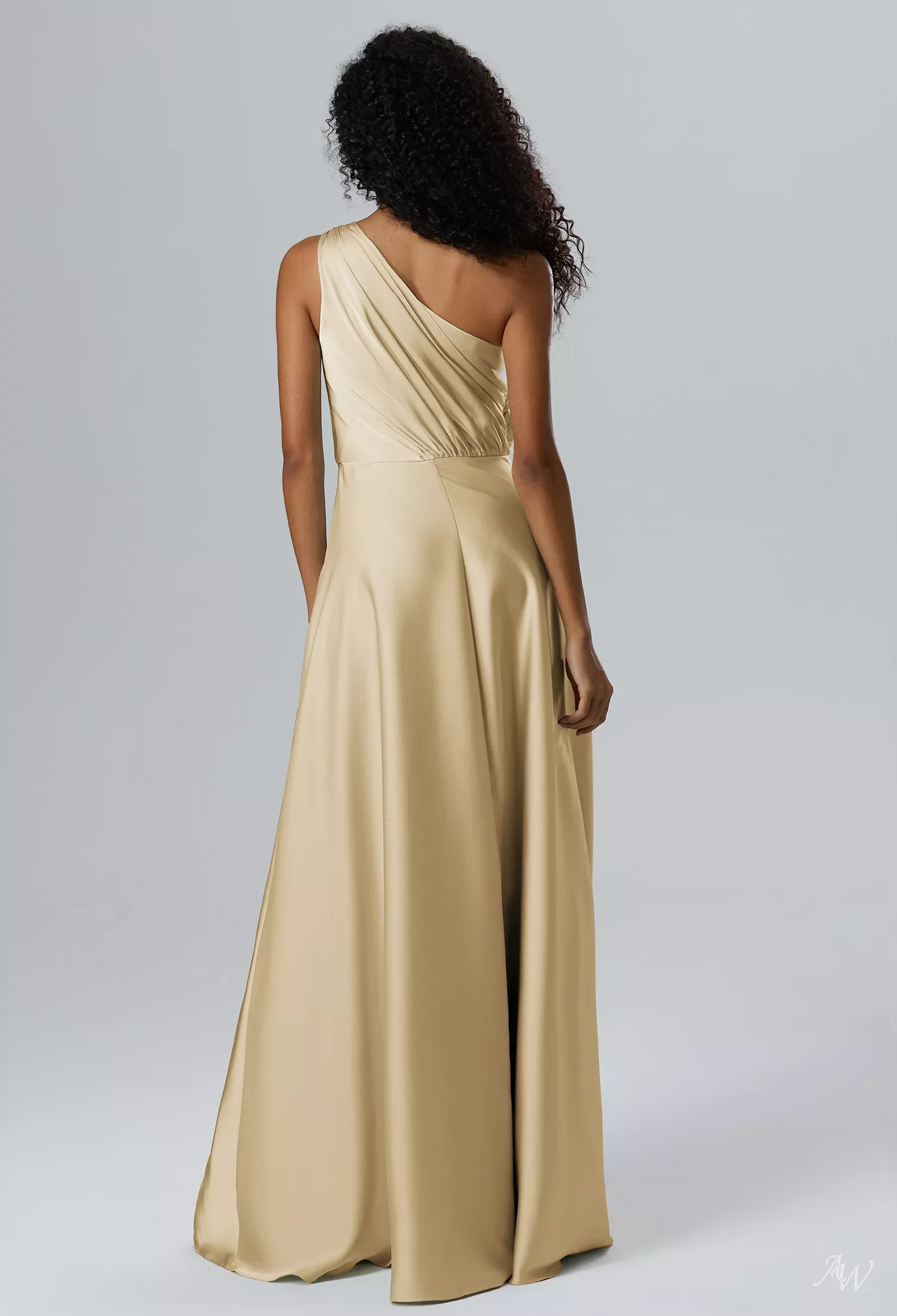 gold satin one shoulder dress Mini one-shoulder satin-effect dress in Latte for Women