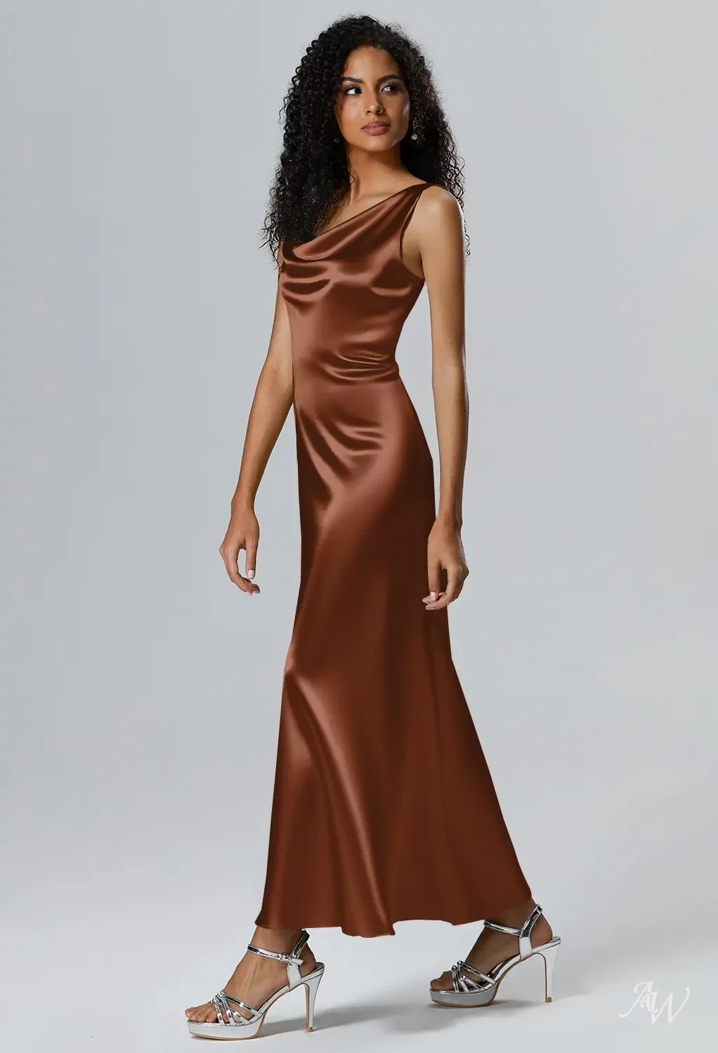 AW Ottilie Dress, Fennel Seed Crystal Satin Satin Charmeuse Ankle