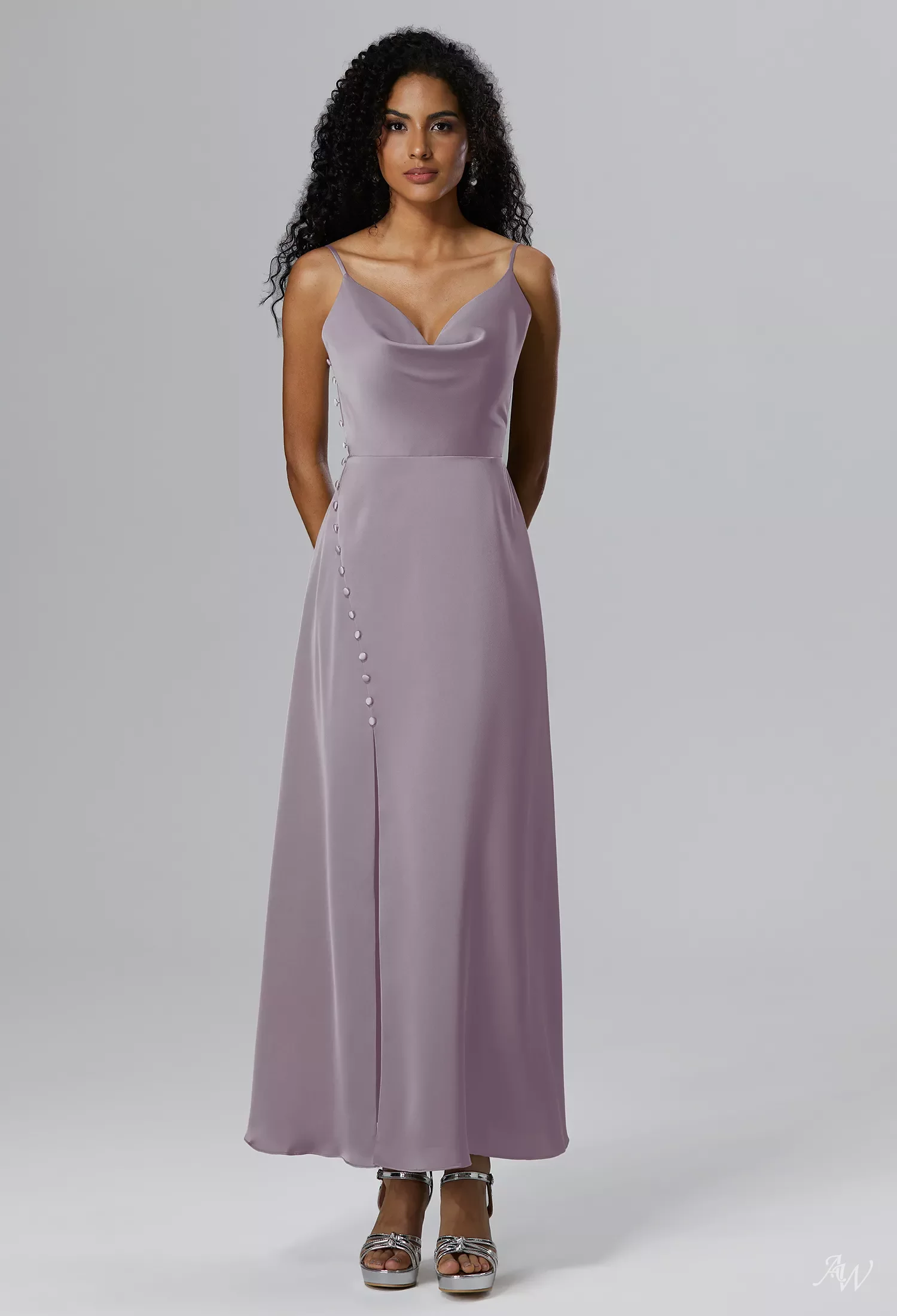 AW Passionato Dress, Purple Haze Ankle Length Cowl Neckline Bridesmaid  Dresses | AW.Bridal