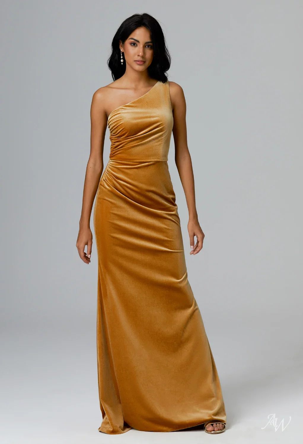 slim fit dress slacks Gold Metallic Foil Pattern One Shoulder Mini Dress
