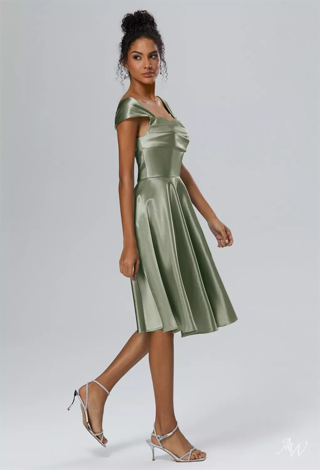 chinese dress ladies Pink Satin Spaghetti Strap Knee Length A-line Simple Party Dresses, CH0105 main image 0