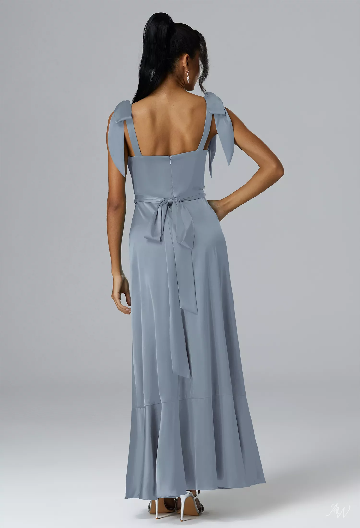 AW Solstice Dress, Dusty Blue Ankle Length Square Neckline Bridesmaid Dresses | AW.Bridal AW Solstice Dress, Dusty Blue Ankle Length Square Neckline Bridesmaid Dresses | AW.Bridal