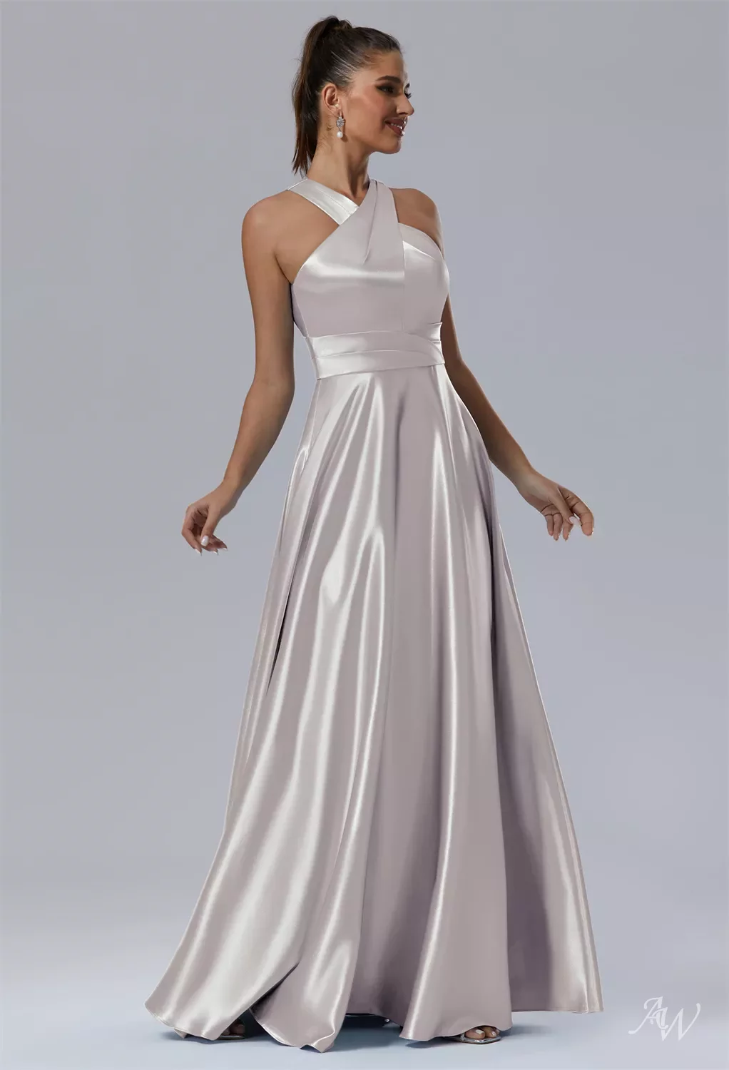 silver halter neck bridesmaid dress Silver Mauve 2026 Bridesmaid Dresses