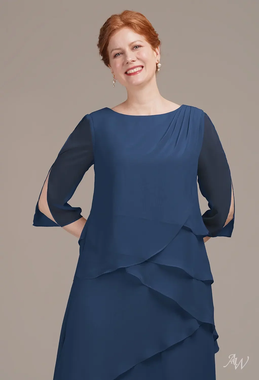 AW Eloise Dress, Biscotti Chiffon Floor Length Bateau Neckline Mother of the Bride Dresses | AW.Bridal AW Eloise Dress, Biscotti Chiffon Floor Length Bateau Neckline Mother of the Bride Dresses | AW.Bridal