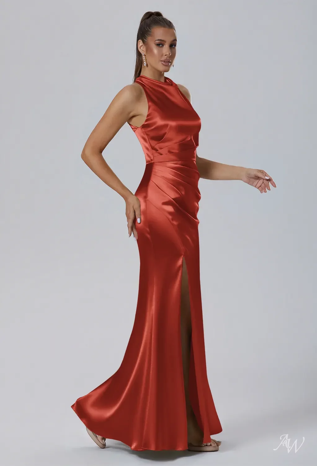 portobello bridesmaid dresses Dani Modest A-Line Scoop Ruched Floor Length Chiffon Bridesmaid Dresses, Eucalyptus main image 1
