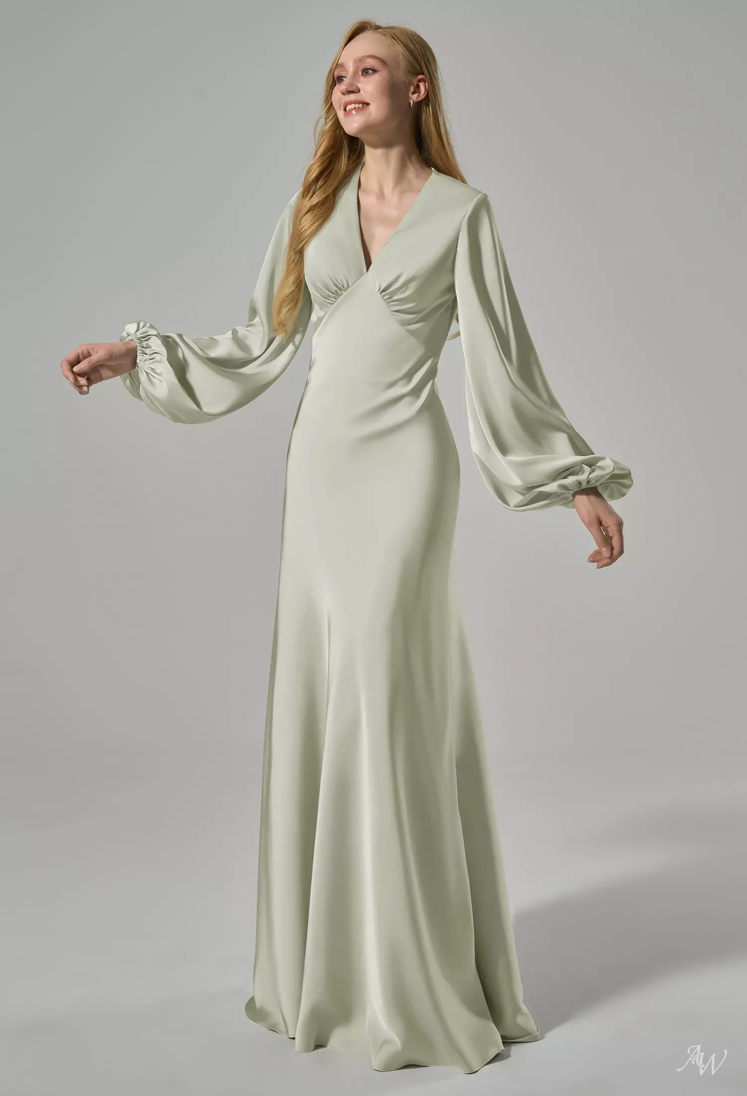 AW Hyacinth Dress, Sage Green Chiffon Crystal Satin Satin Charmeuse Stretch Satin Floor Length V-Neck Bridesmaid Dresses | AW.Bridal AW Hyacinth Dress, Sage Green Chiffon Crystal Satin Satin Charmeuse Stretch Satin Floor Length V-Neck Bridesmaid Dresses | AW.Bridal