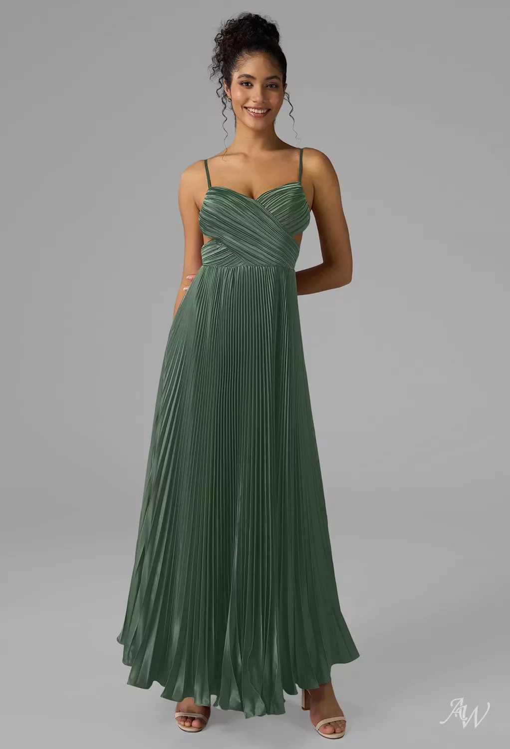 fervente green satin sleeveless long dress reviews AW.Bridal A-line Sweetheart Neckline Spaghetti Straps Backless Draping Short Bridesmaid Dresses Hunter Size 8 Elegant Resort Occasion Dress
