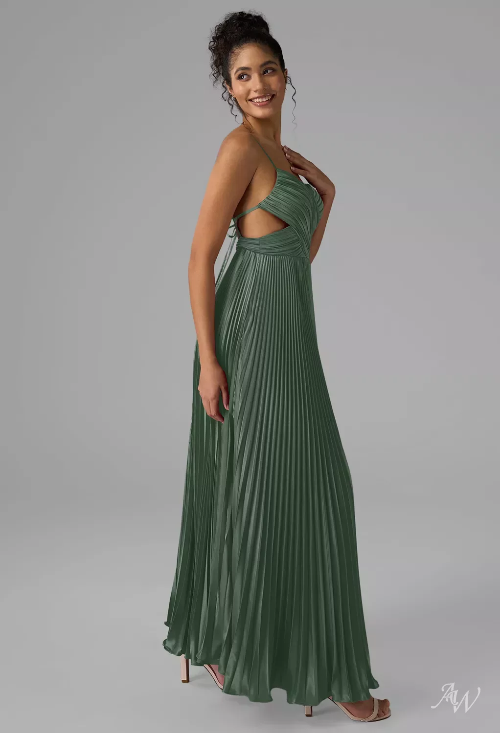 sweetheart tank pleated mesh bridesmaid dress Elegant Spaghetti Strap Backless Sweetheart Tulle Bridesmaid Dress