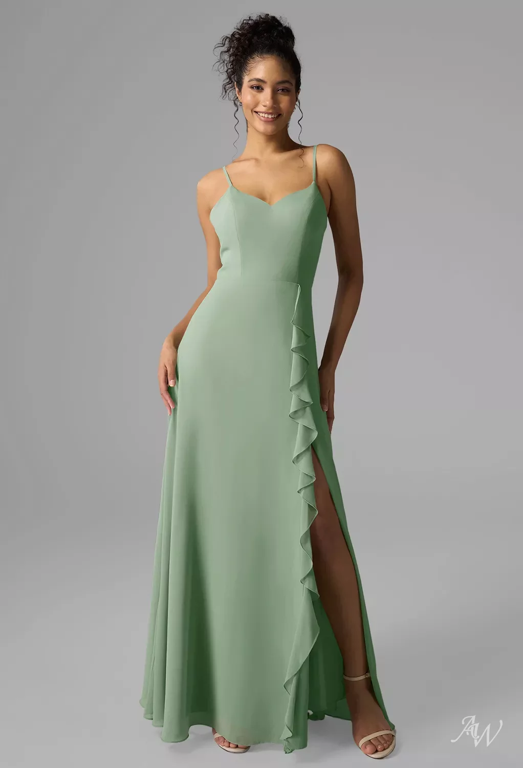 slim fit dress slacks Wedtrend Women Grey Green Bridesmaid Dress with Slit Mermaid Spaghetti Straps Corset Long Wedding Party Dress, Grey Green / US20W