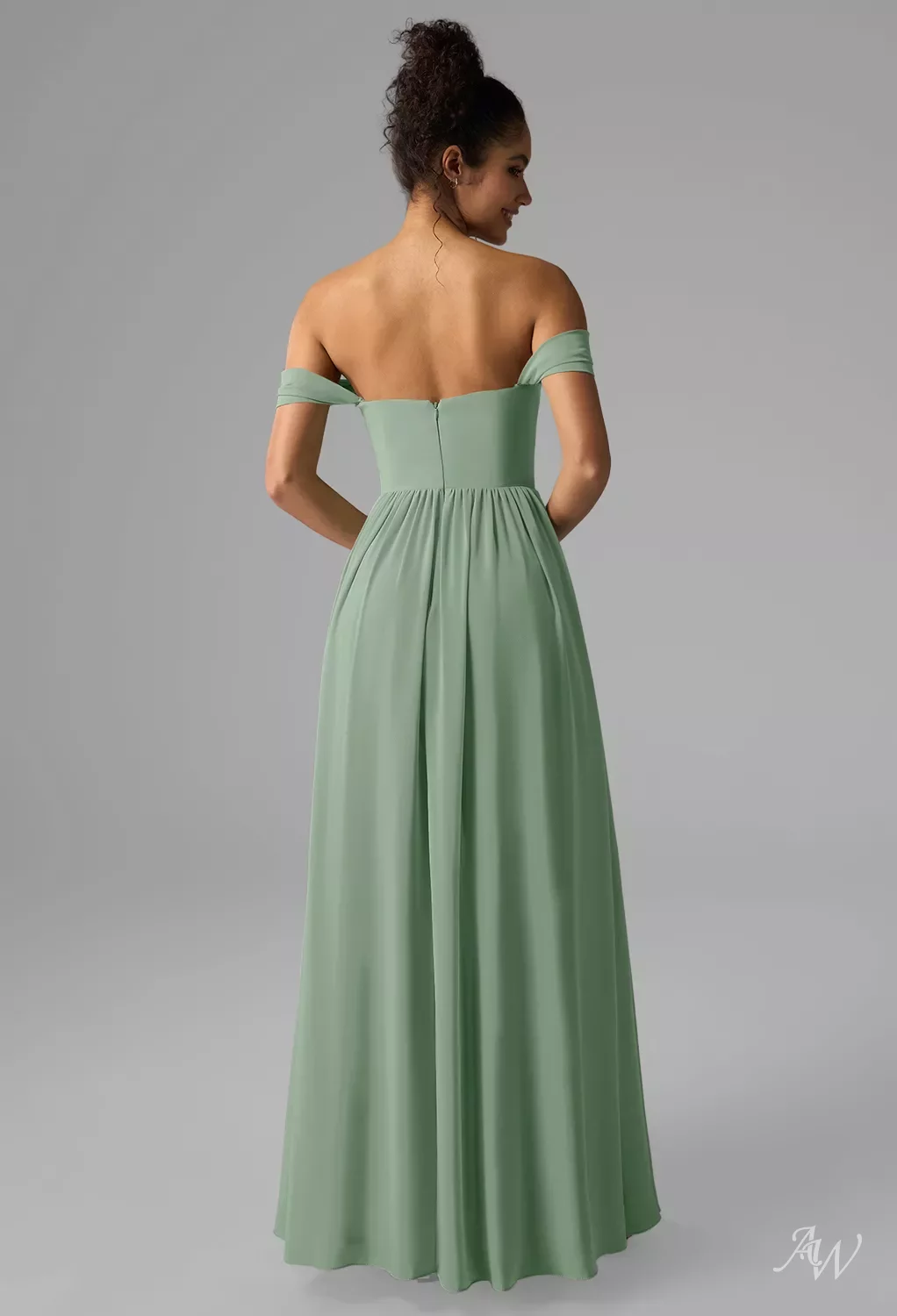 AW Roberta Dress, Dark Emerald Chiffon Floor Length Sweetheart Neckline  Bridesmaid Dresses | AW.Bridal