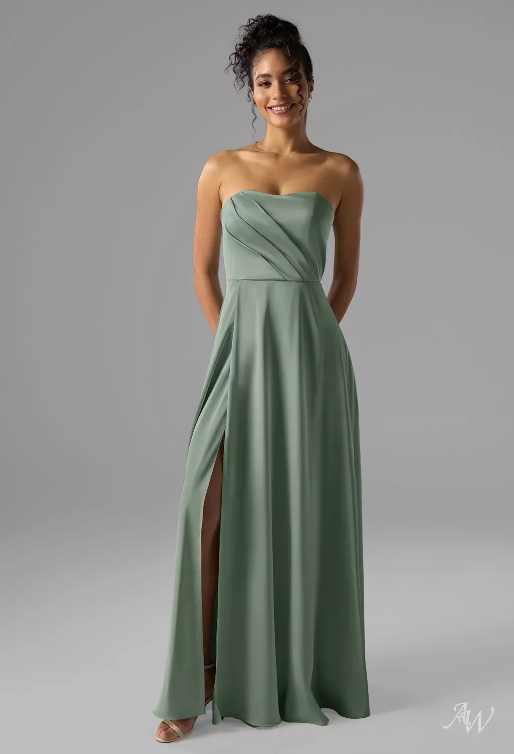 bridesmaid dresses that are convertible AW Rhiannon Dress, Dark Olive Crystal Satin Satin Charmeuse Floor Length Sweetheart Neckline Self-Made Beige Knitted Midi frill mini dress Size:S - 15.5 with free customization for