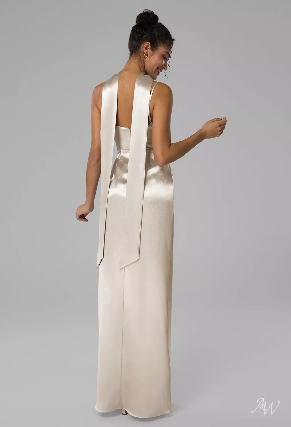 AW Delores Dress, Champagne Crystal Satin Satin Charmeuse Floor Length Scoop/U-Neck Bridesmaid Dresses | AW.Bridal AW Delores Dress, Champagne Crystal Satin Satin Charmeuse Floor Length Scoop/U-Neck Bridesmaid Dresses | AW.Bridal
