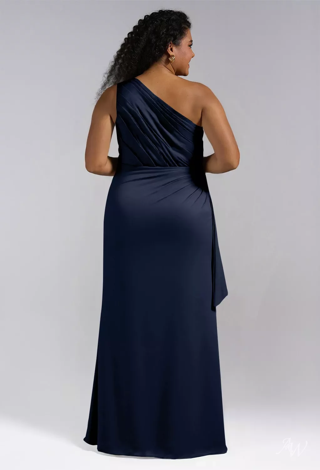 AW Leighton Dress, Baby Blue Crystal Satin Satin Charmeuse Stretch Satin Floor  Length One Shoulder Bridesmaid Dresses | AW.Bridal