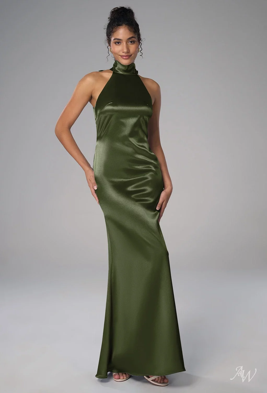 AW.Bridal Mermaid Turtleneck Floor Length Crystal Satin Bows Long Bridesmaid Dresses Dress Hunter Green Size 18 AW.Bridal Mermaid Turtleneck Floor Length Crystal Satin Bows Long Bridesmaid Dresses Dress Hunter Green Size 18