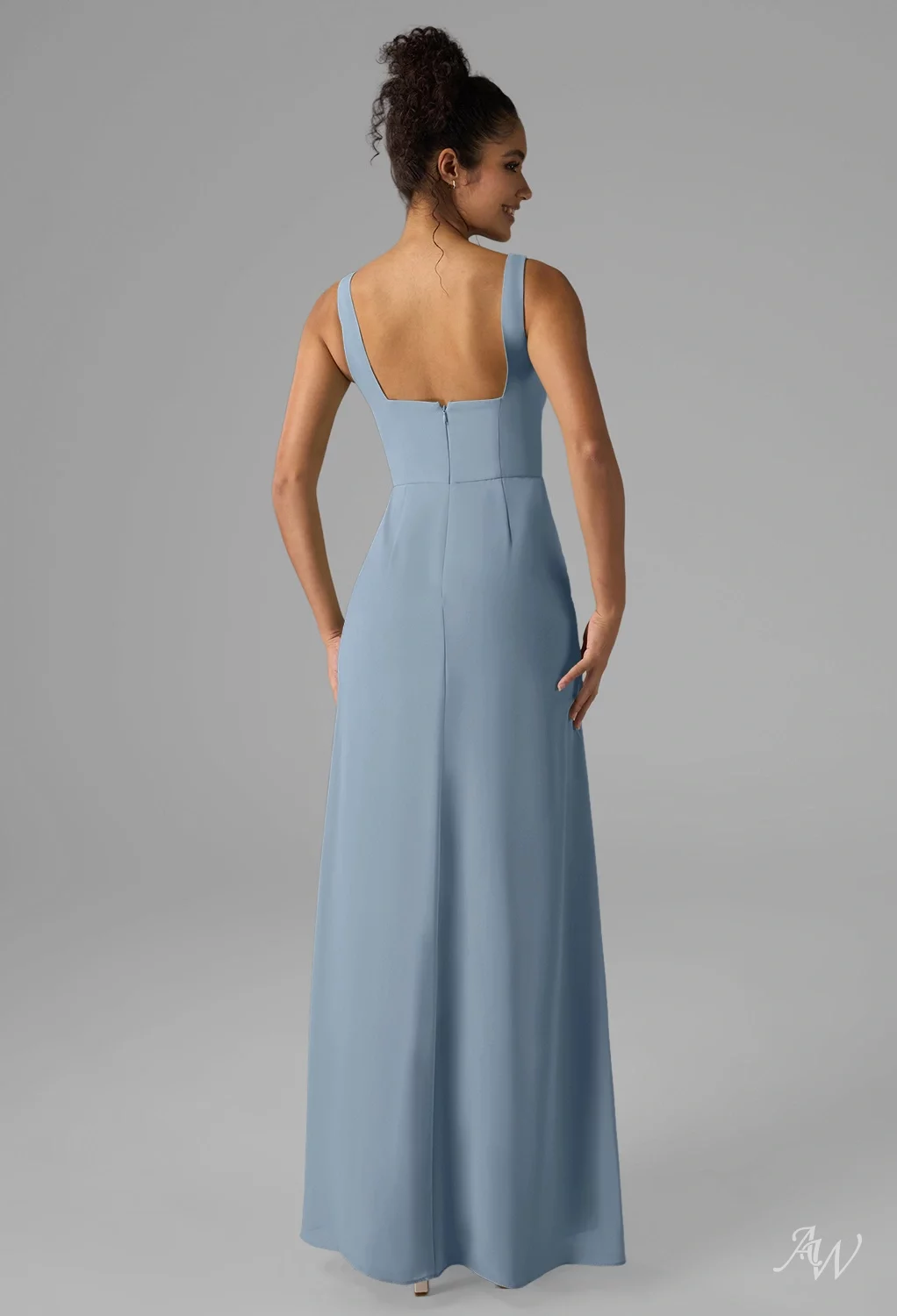 AW.Bridal A-line Square Neckline Floor Length Sleeveless Chiffon Ruching Split Wedding Guest Dresses Dusty Blue Size 8 AW.Bridal A-line Square Neckline Floor Length Sleeveless Chiffon Ruching Split Wedding Guest Dresses Dusty Blue Size 8