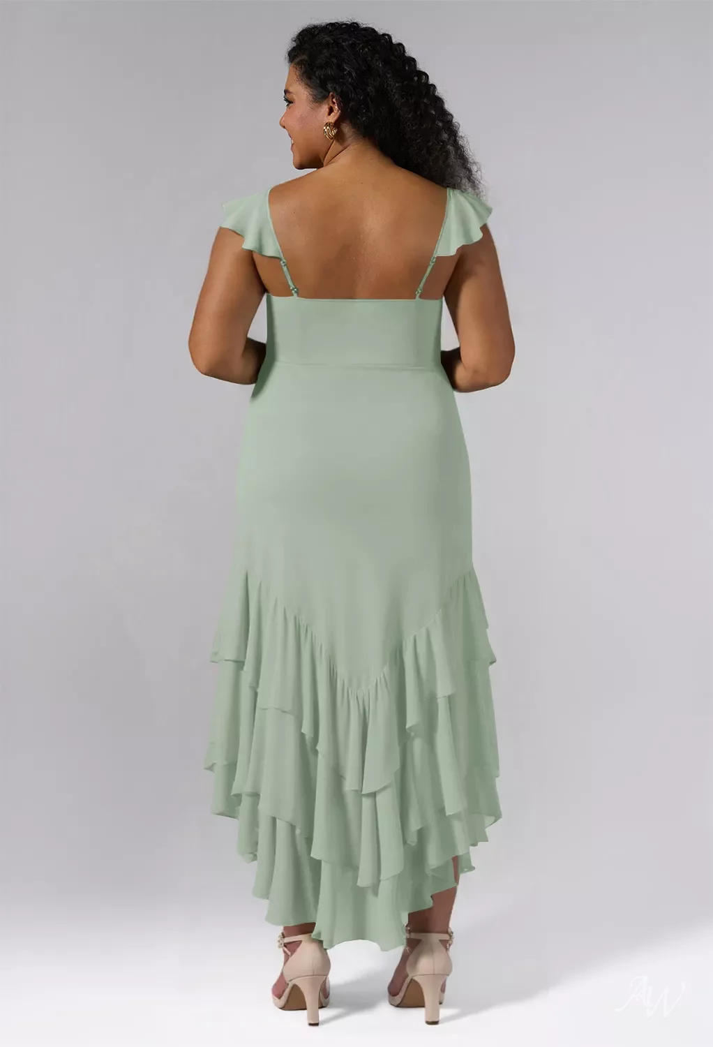 AW Anaya Dress, Peach Blossom Breeze Chiffon Ankle Length V-Neck Bridesmaid  Dresses | AW.Bridal