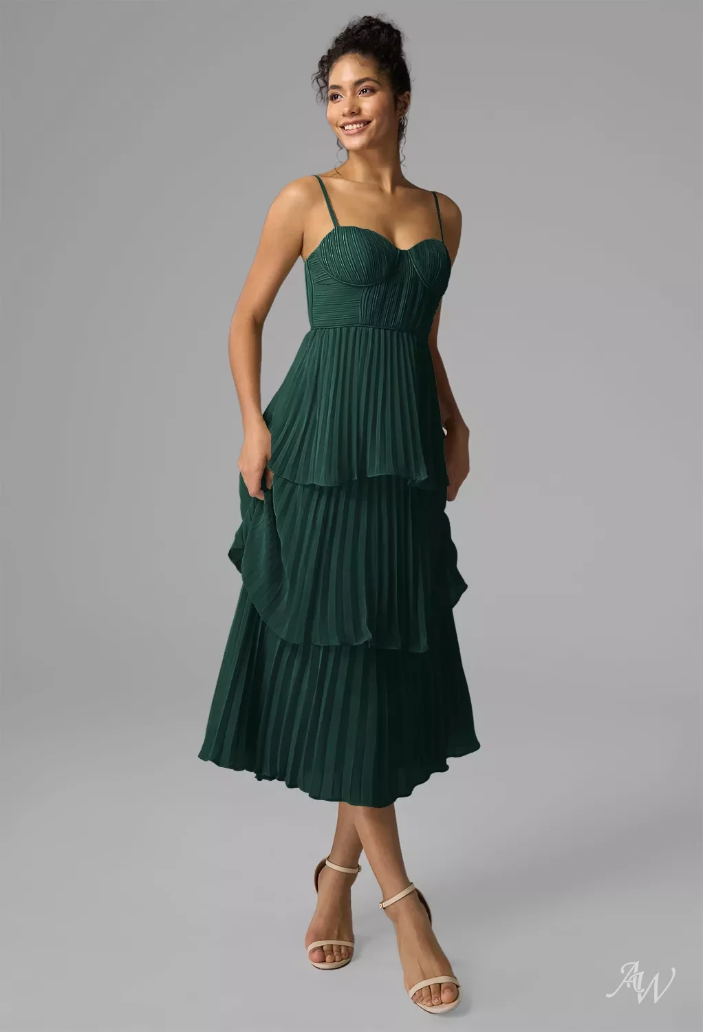AW Kendra Dress, Chiffon Tea Length Sweetheart Neckline Bridesmaid