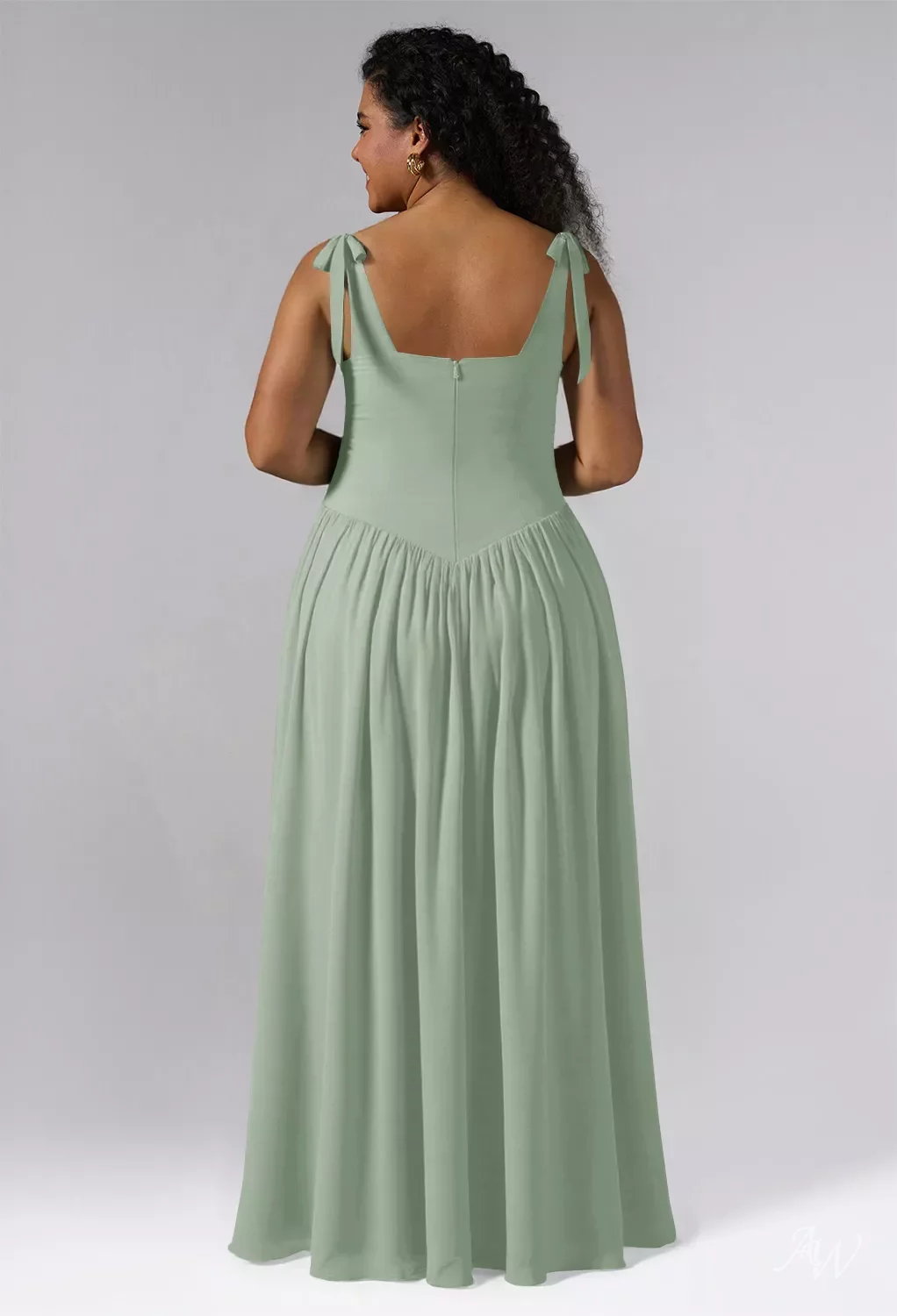 AW Kristen Dress, Sage Green Chiffon Floor Length Square Neckline Bridesmaid Dresses | AW.Bridal AW Kristen Dress, Sage Green Chiffon Floor Length Square Neckline Bridesmaid Dresses | AW.Bridal
