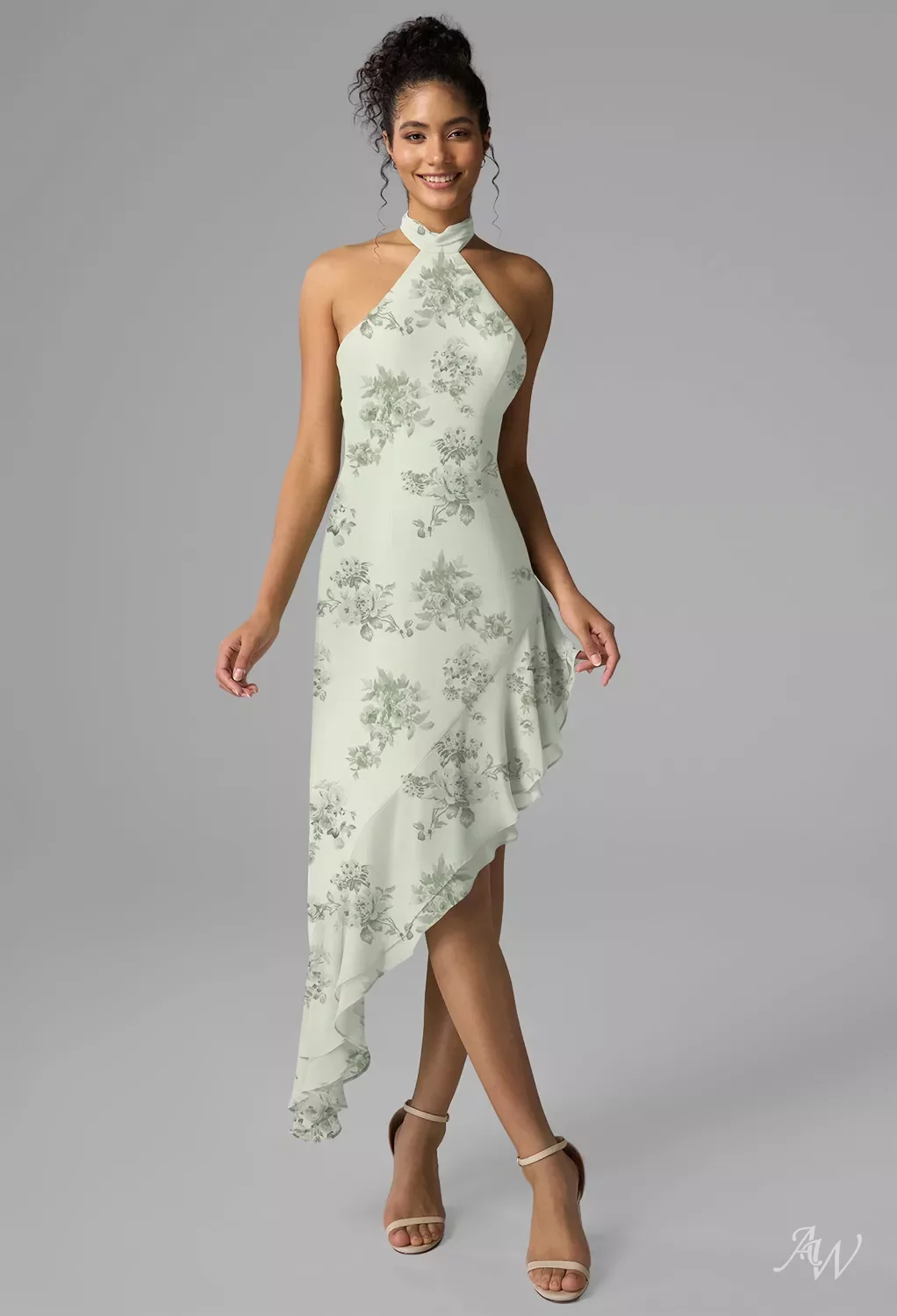light green high neck dress Sherri Hill Ruched Halter Prom Dress 57950 Light Green / 0