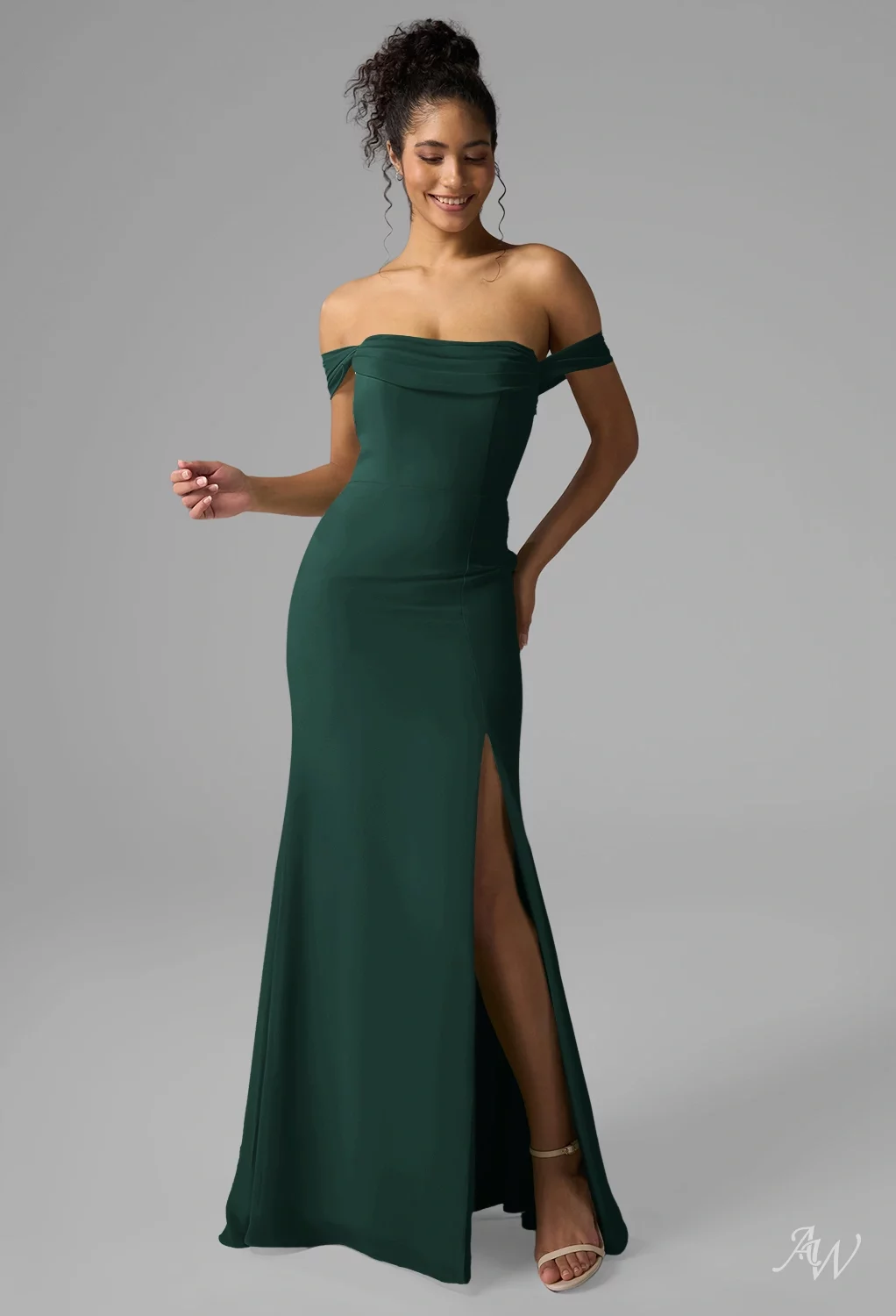 AW Chelsea Dress, Light Dusty Blue Chiffon Floor Length Straight Neckline Bridesmaid  Dresses | AW.Bridal