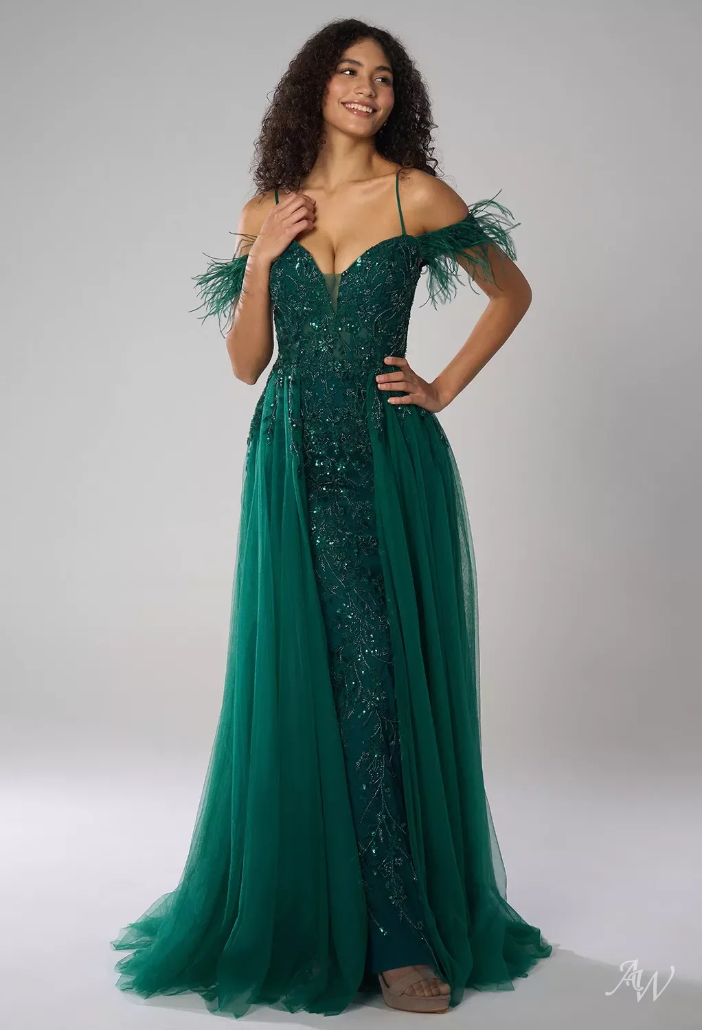 AW Ellis Dress, Jolly Green Tulle Floor Length Sweetheart Neckline Dresses  | AW.Bridal