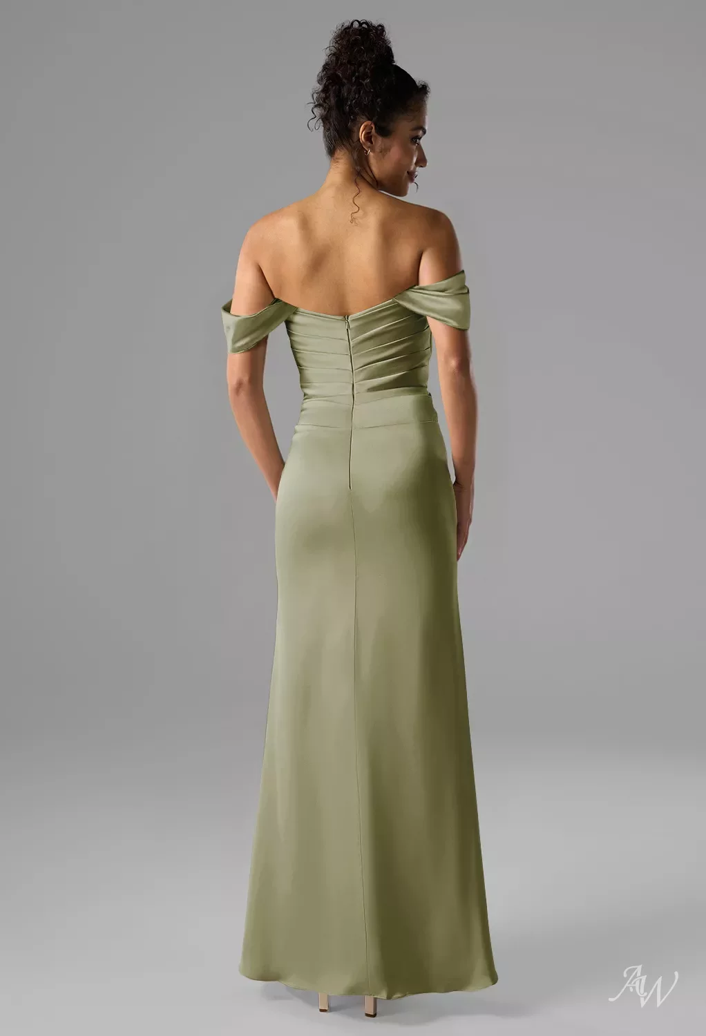 bridesmaid dresses cheshire AW.Bridal Stretch Satin Mermaid Sweetheart Neckline Floor Length Off the Shoulder Ruching Split Dress Green Olive Size 8 Tween Girl Tulle Pearl need-pinterest RRP:1150 Crystal Satin