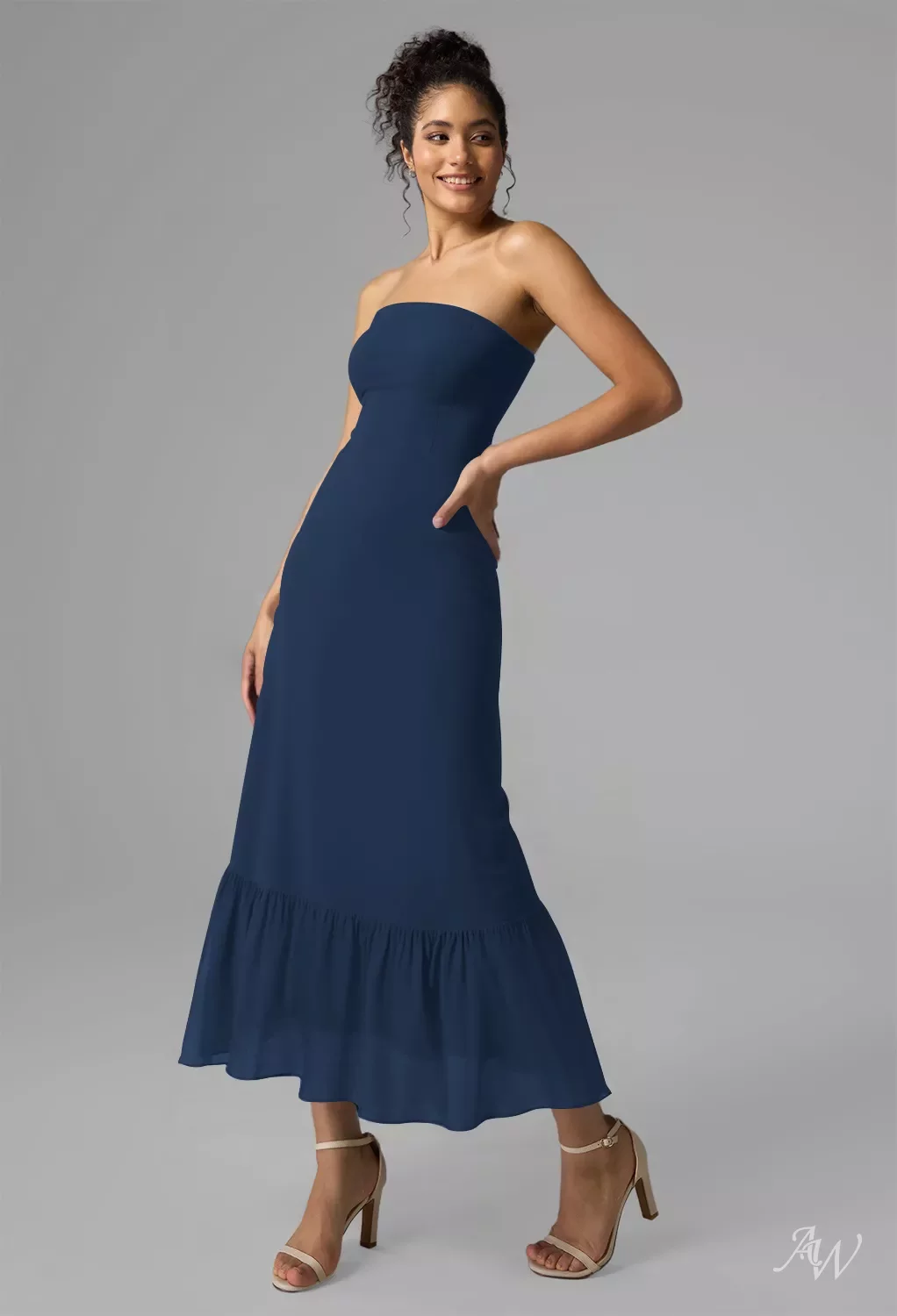 nordstrom champagne dress Satin Bridesmaid Prom Dress S Dillon Champagne by Grace Loves Lace Size:XL (14-16L) AUGWEEK1 DAVID MEISTER Black White Features a crew neckline