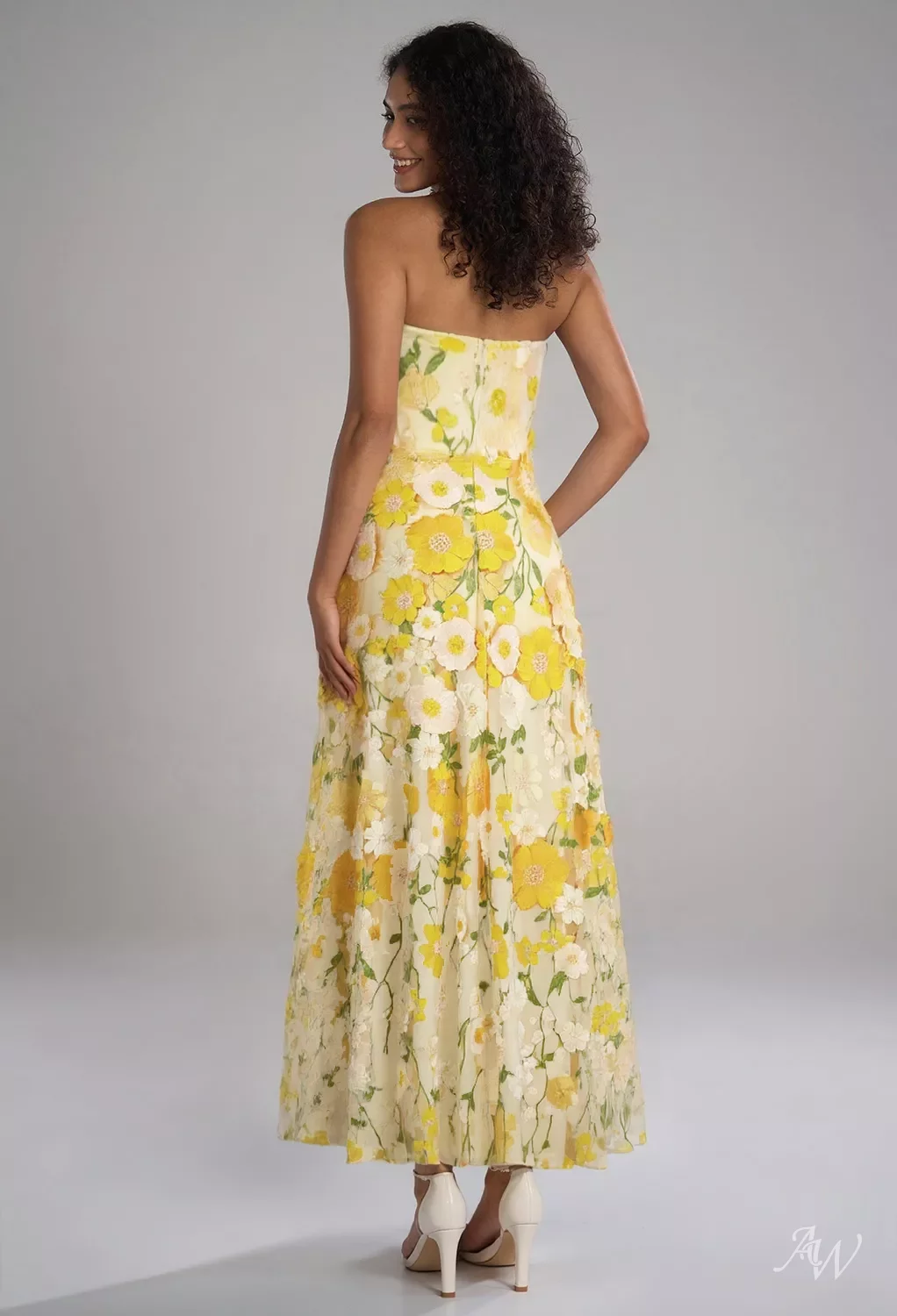 AW Lucie Dress, Blazing Yellow Tulle Ankle Length Scoop/U-Neck