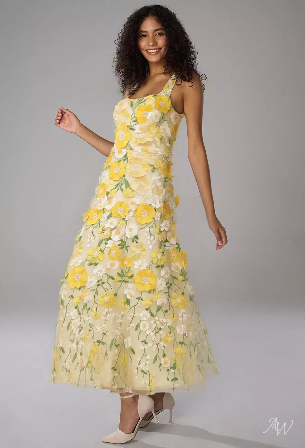 AW Lucie Dress, Blazing Yellow Tulle Ankle Length Scoop/U-Neck Wedding  Guest Dresses | AW.Bridal