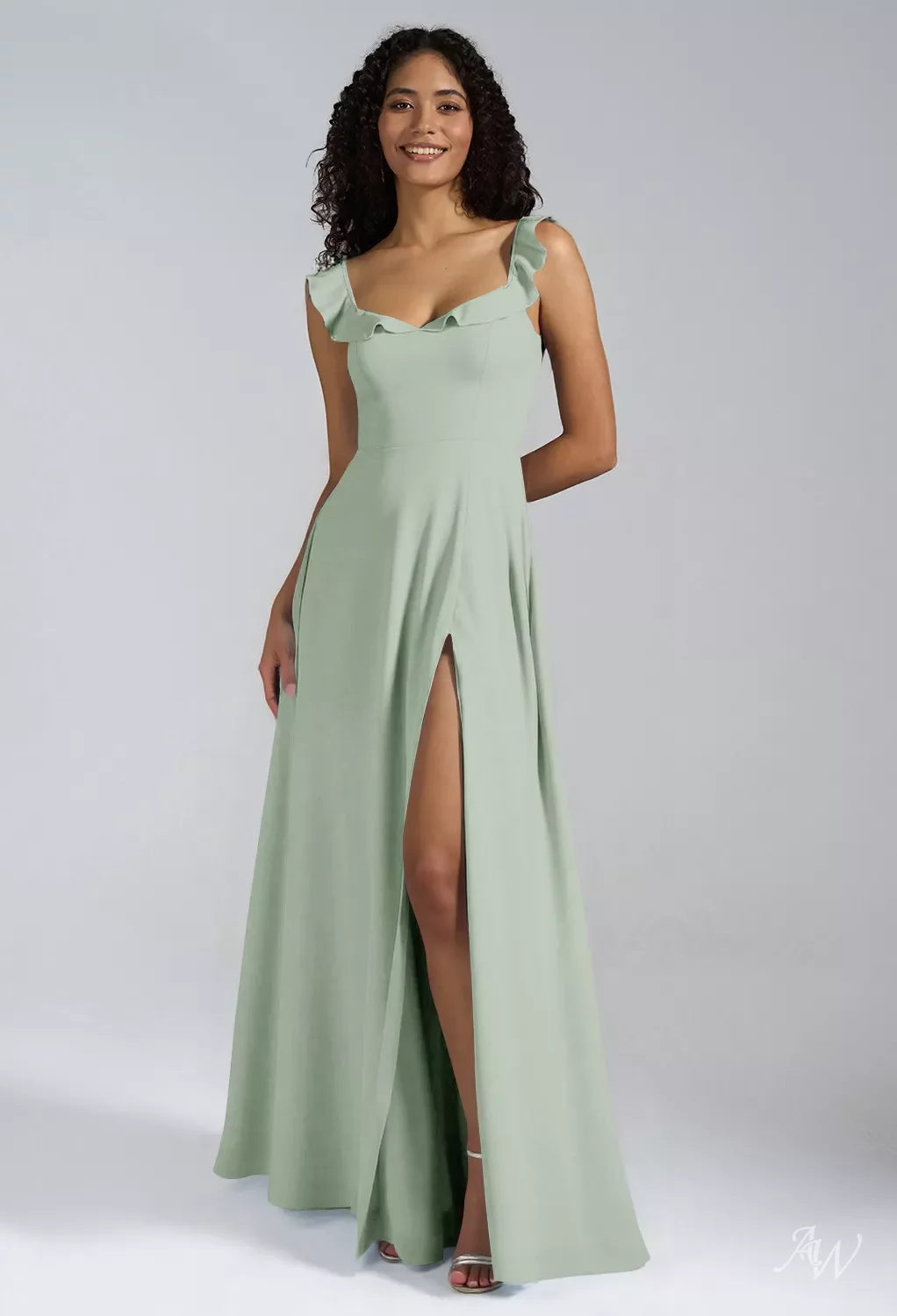 blue dress for baby girl A-Line V-Neck Floor Length Chiffon Bridesmaid Dresses