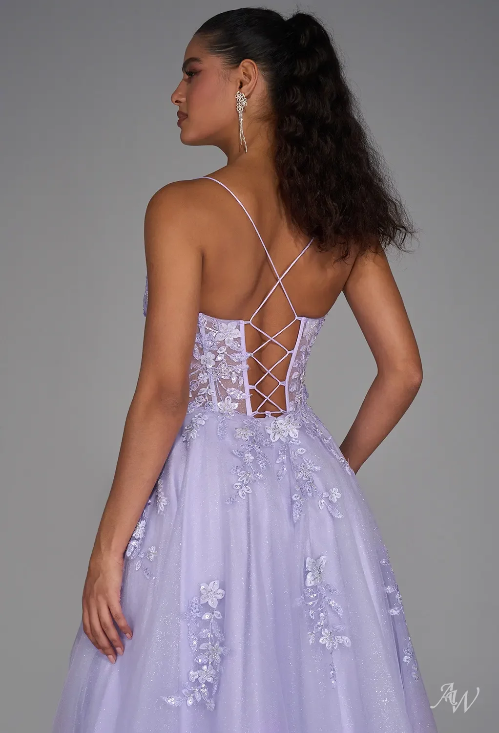 blue dress for baby girl Zapaka Women Off The Shoulder Floral Printed Tiered Prom Dress with Pleated A Line Tulle Formal Dress, Lavender / US12 main image 1
