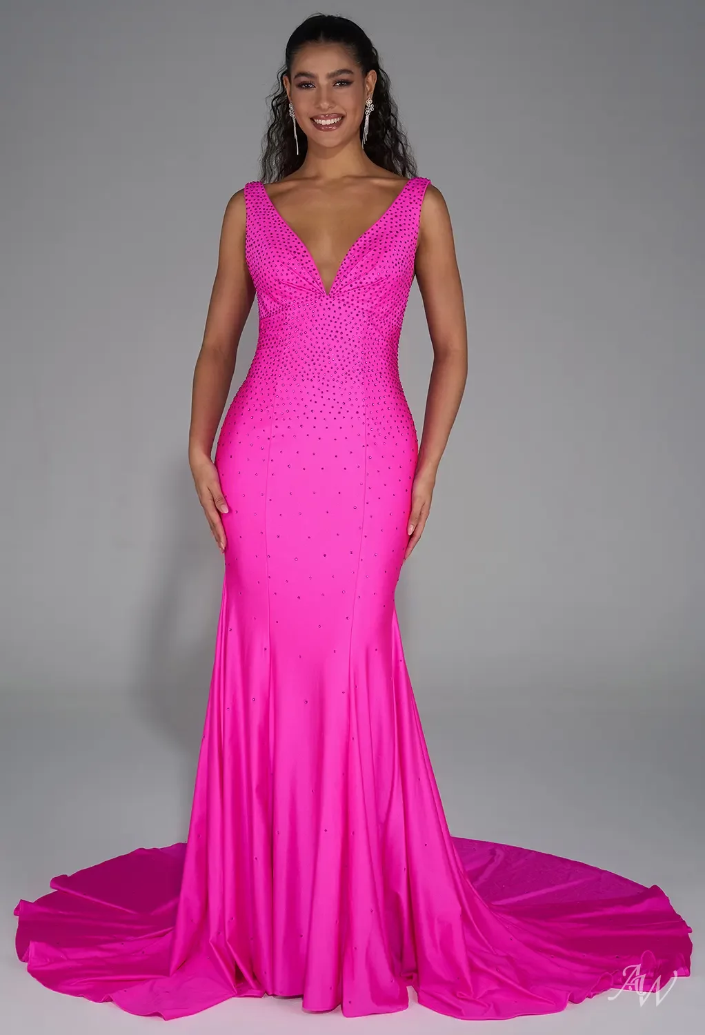strapless open back dress Espiritu V-Neckline Waist Tie Dress Fuchsia– Selfie Leslie main image 0