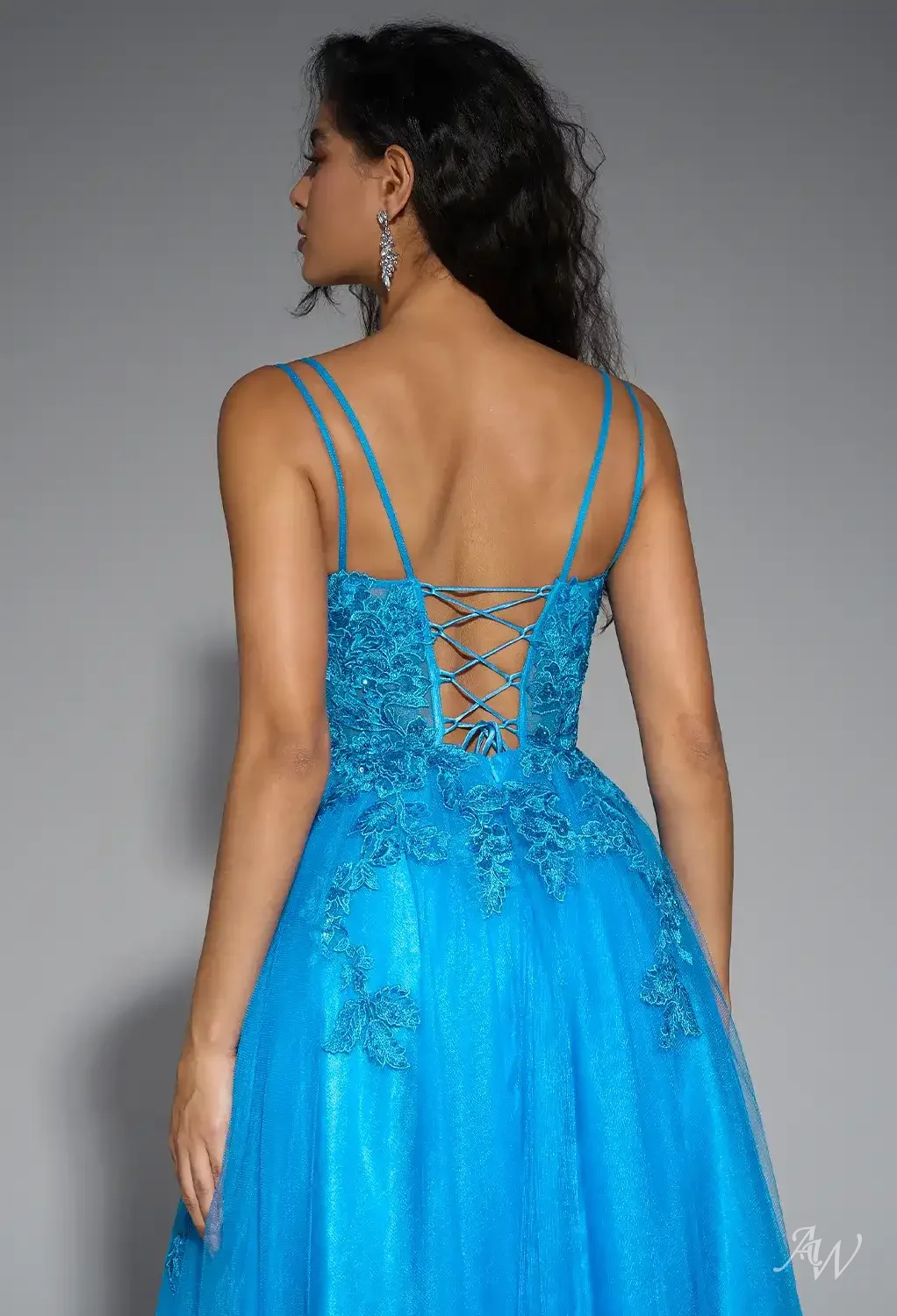AW.Bridal A-line Scoop/U-Neck Floor Length Sleeveless Prom Dresses Dress Cerulean Size 4