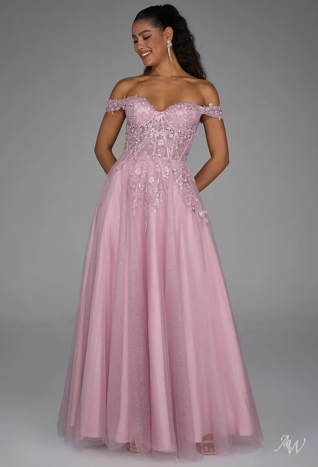 open lace back dress Pink Quartz Muslin Dress With Cut-Outs by Tony Ward – Elilhaam main image 1