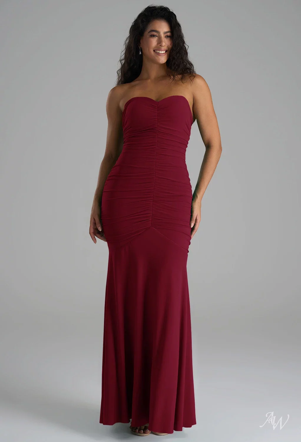 AW Cherry Dress, Burgundy Stretch knitted fabric Floor Length