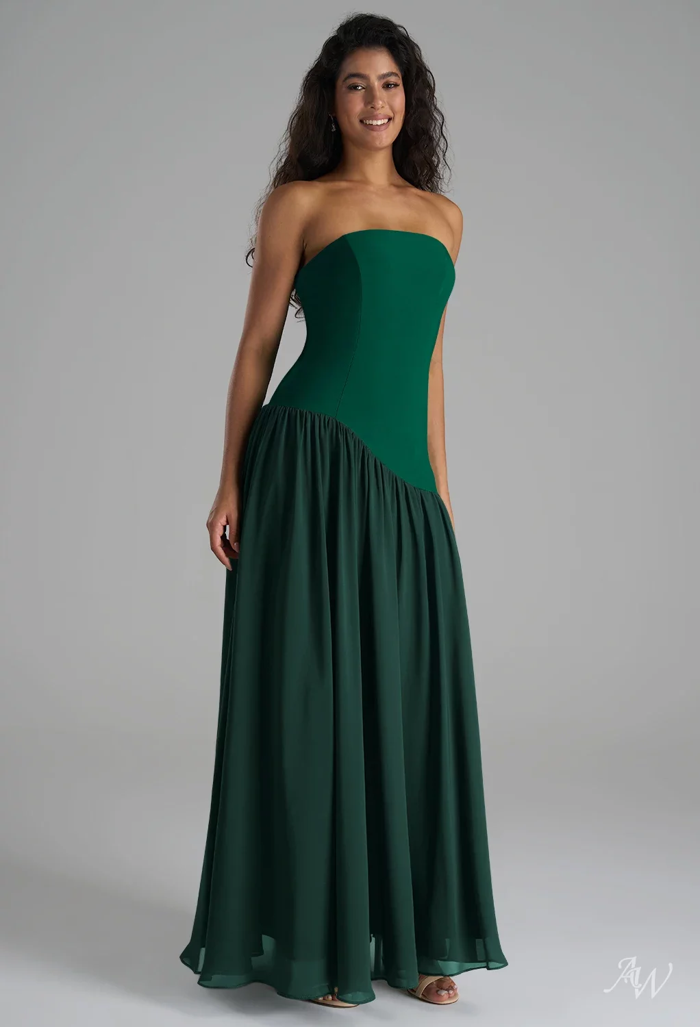 AW Leonore Dress, Evergreen Stretch knitted fabric Floor Length Straight Neckline Bridesmaid Dresses | AW.Bridal AW Leonore Dress, Evergreen Stretch knitted fabric Floor Length Straight Neckline Bridesmaid Dresses | AW.Bridal