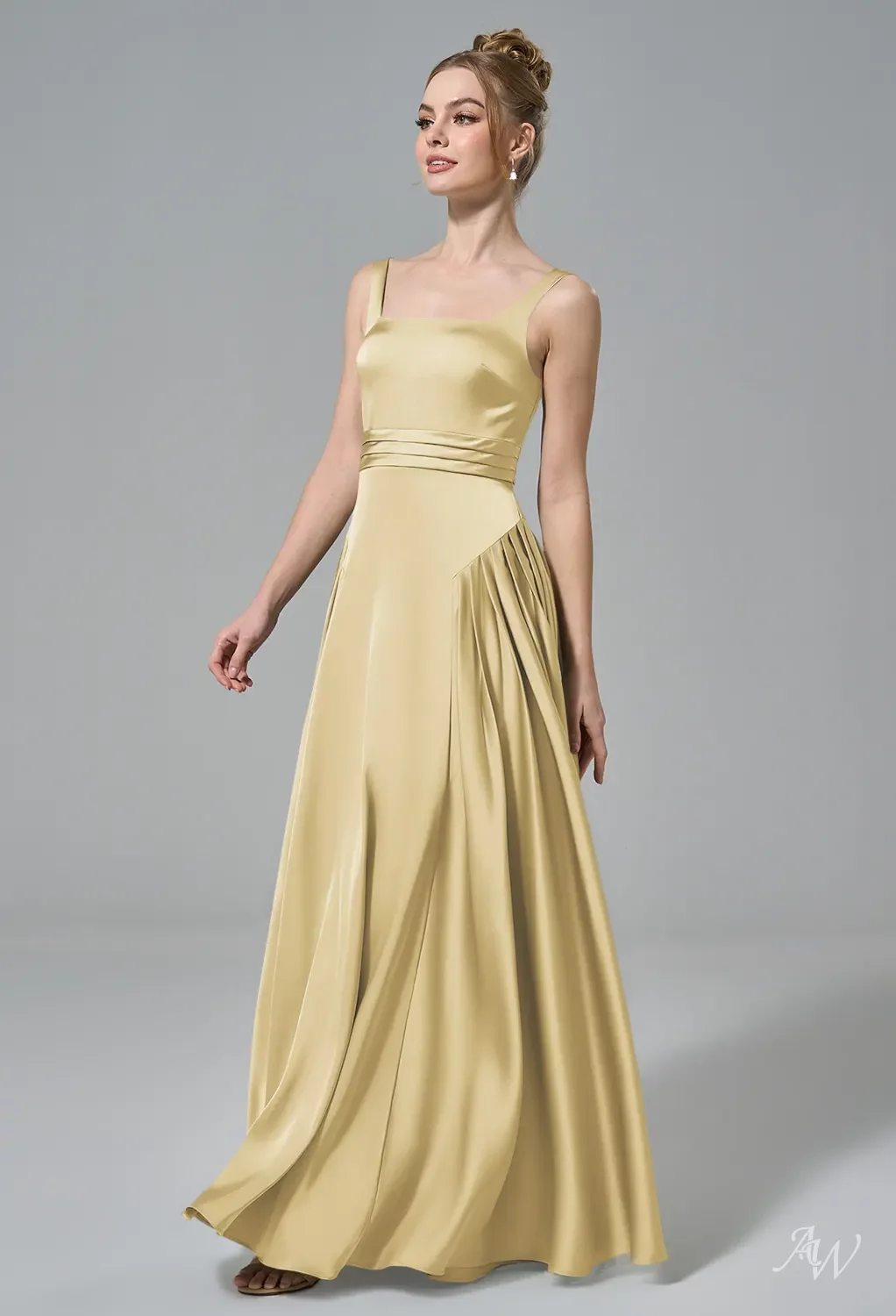mushroom taupe bridesmaid dresses Mismatched Halter V-neck A-line Satin Taupe Bridesmaid Dresses Online, –  DaintyBridal main image 0