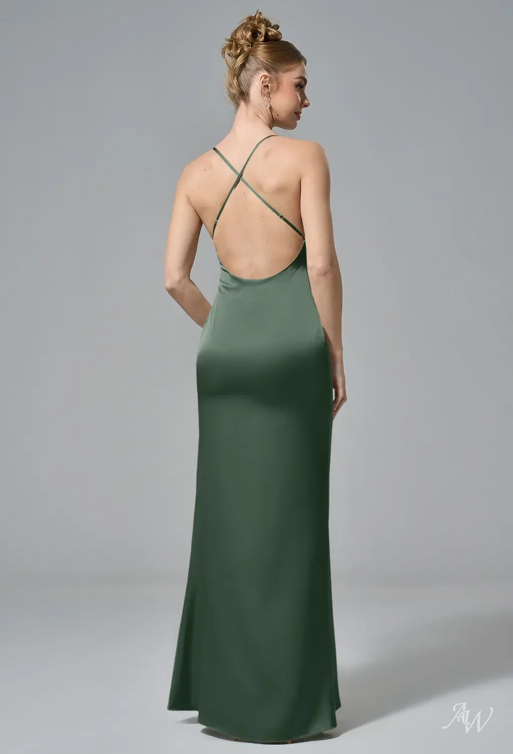 stretch charmeuse sleeveless cowl bridesmaid dress AW.Bridal Dresses Satin Column Neckline Floor Length Spaghetti Straps Backless Green Olive Size 16 Palm Beach Chic – Colour: blush pink Size:9 Wide Features a side zipper