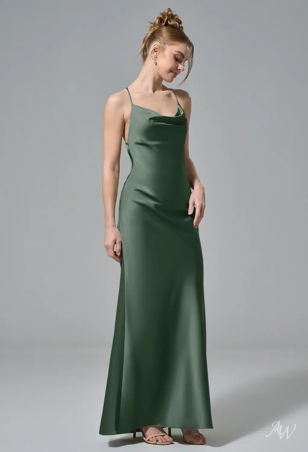 mushroom taupe bridesmaid dresses Six Stories Women's Plunge Cowl Chiffon Bridesmaid Dress