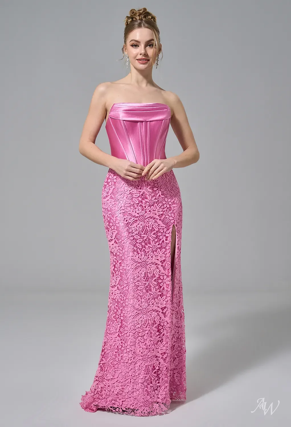 AW.Bridal Mermaid Straight Neckline Floor Length Sleeveless Strapless Corset Prom Dresses Dress Bubblegum Pink Size 16
