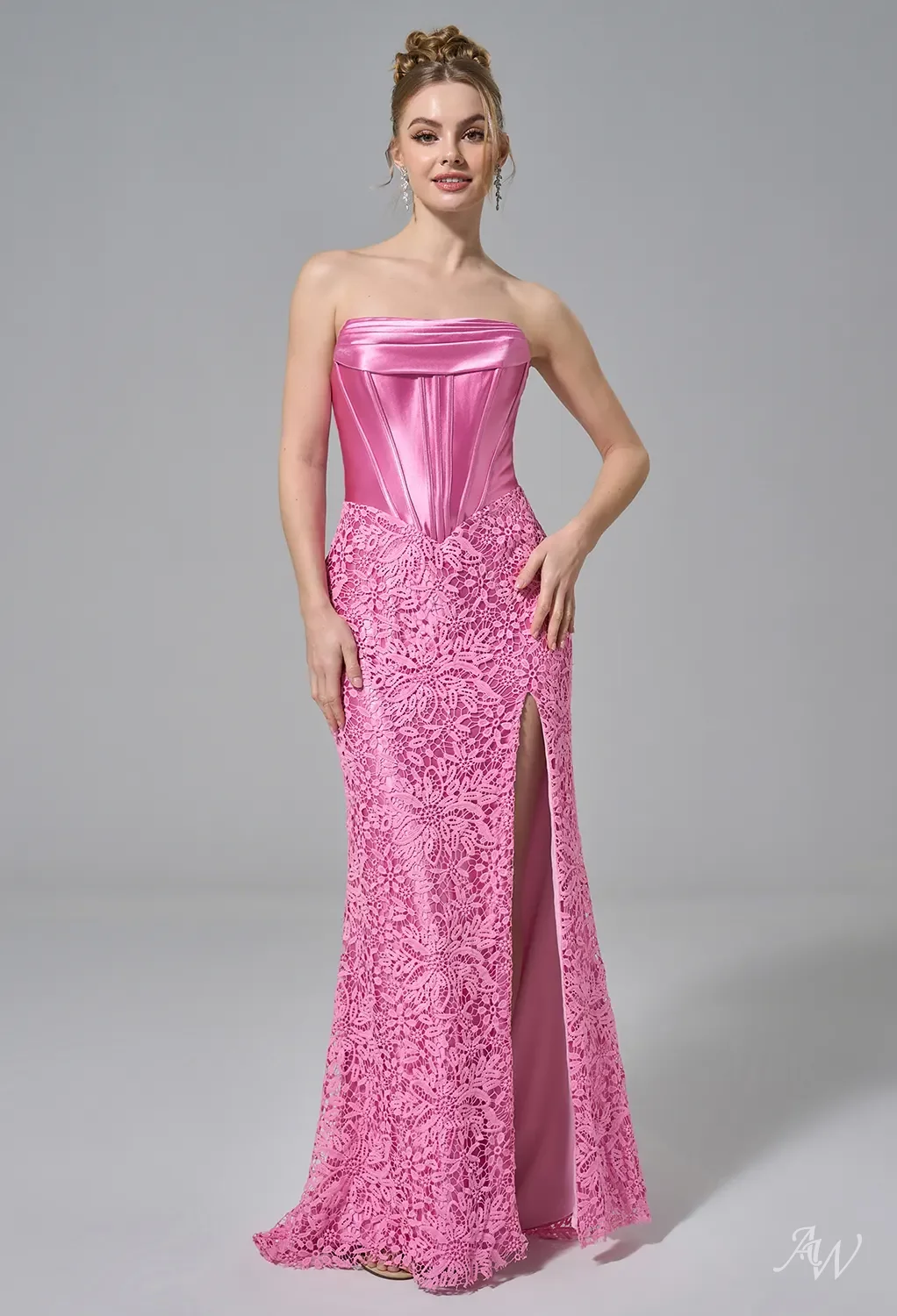 AW.Bridal Mermaid Straight Neckline Floor Length Sleeveless Strapless Corset Prom Dresses Dress Bubblegum Pink Size 16