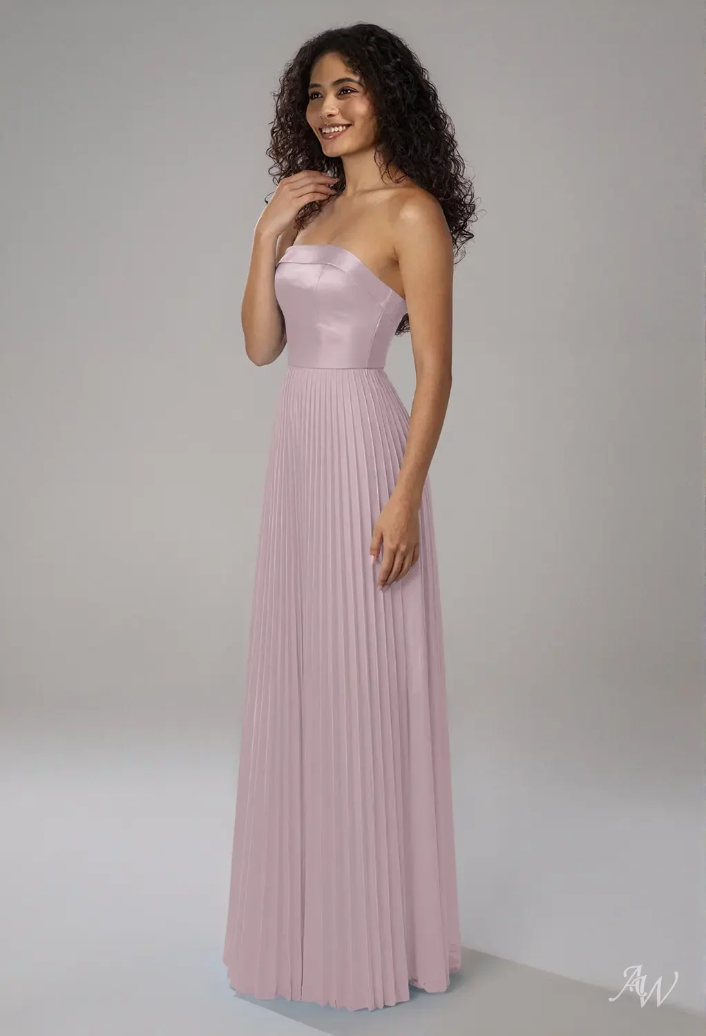 AW Valerie Dress, Dusty Rose Satin Charmeuse Floor Length Straight Neckline Bridesmaid  Dresses | AW.Bridal