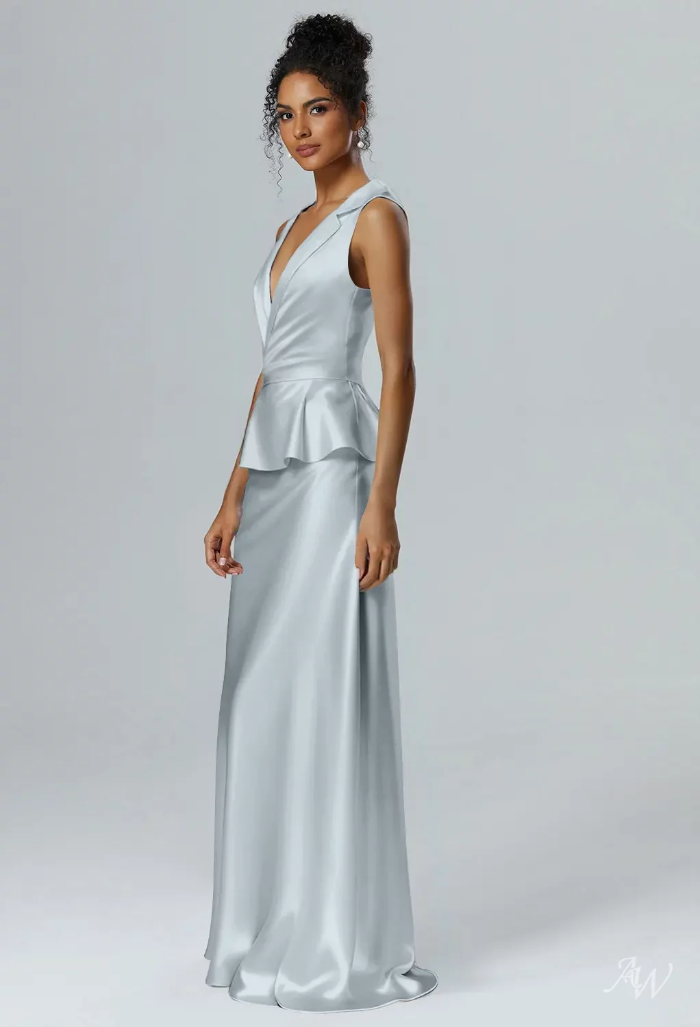 AW Frieda Dress, Baby Blue Satin Charmeuse Stretch Satin Floor Length V-Neck Bridesmaid Dresses | AW.Bridal AW Frieda Dress, Baby Blue Satin Charmeuse Stretch Satin Floor Length V-Neck Bridesmaid Dresses | AW.Bridal