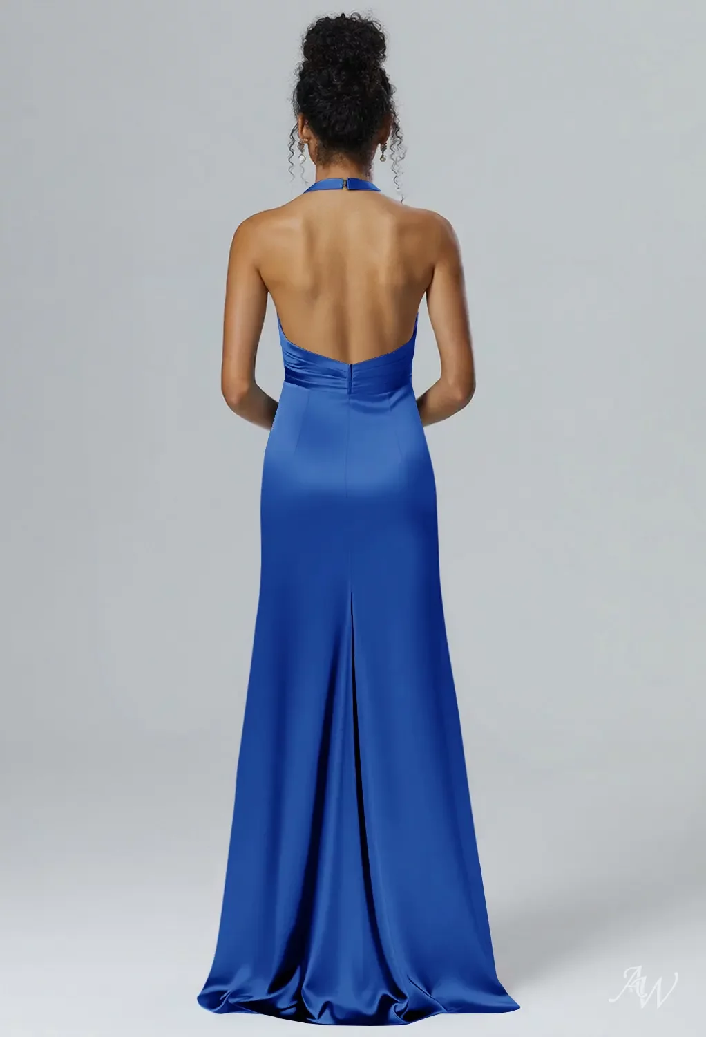princess polly baby blue dress AW.Bridal Column V-Neck Floor Length Sleeveless Satin Backless Long Bridesmaid Dresses Dress Cornflower Size 18