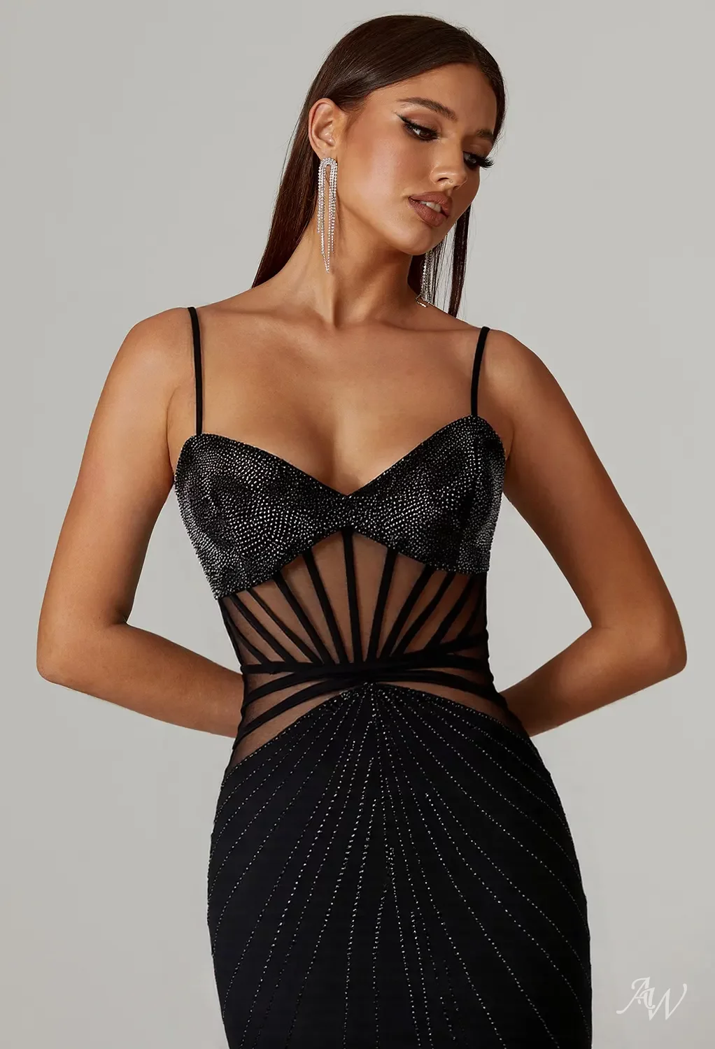 and dresses black Strapless Mermaid Black And White Tulle Formal Evening Dresses TCDFD7389