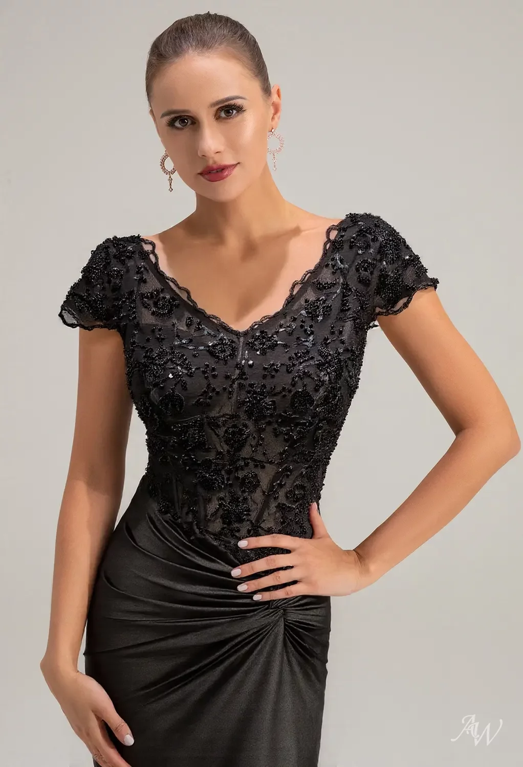 black formal dresses short with sleeves A Line V neck Long Sleeves Black Sparkly Prom Dress Short Homecoming Dress QH2494 US10 / As Pic main image 0