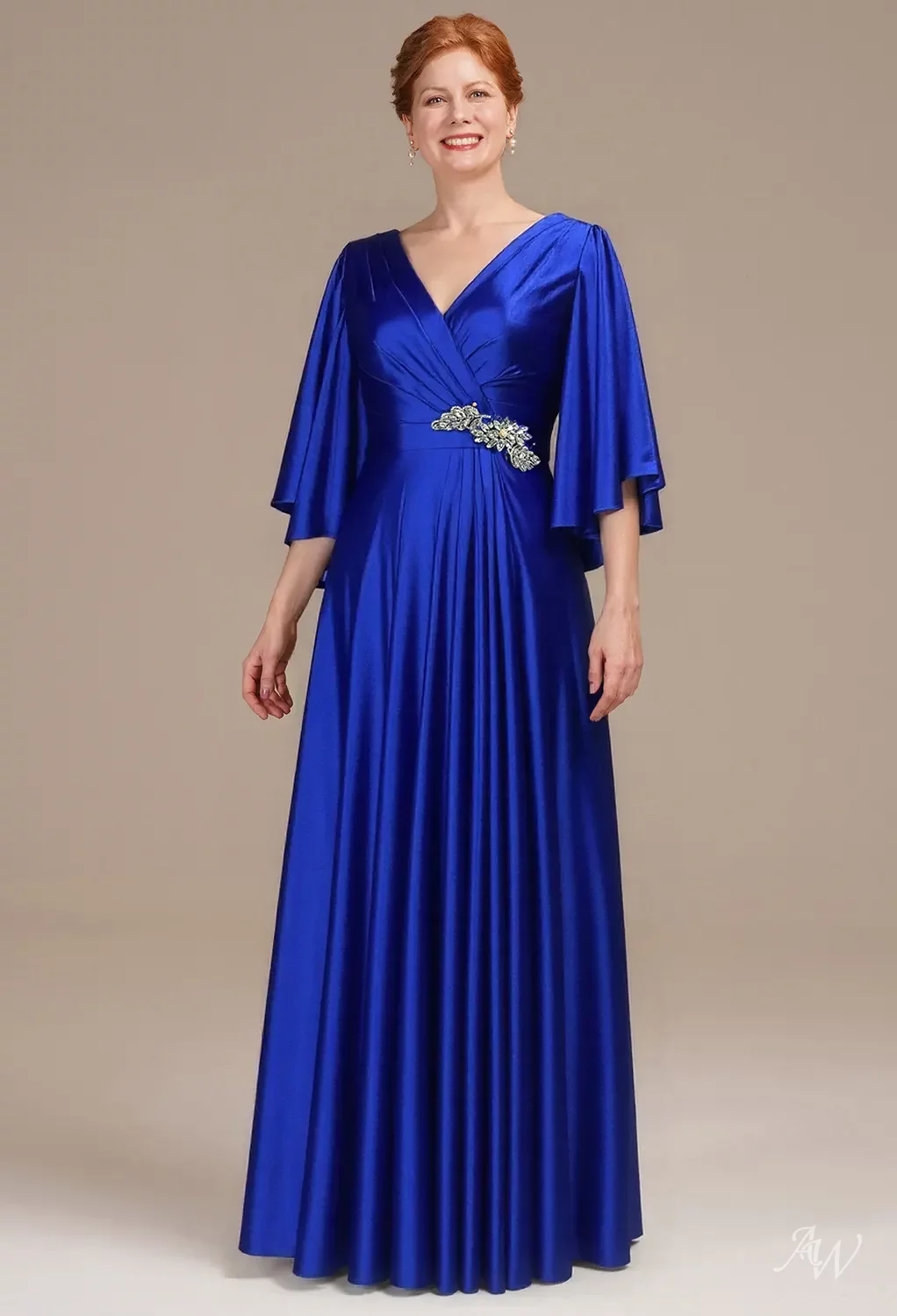 bridesmaid dresses sapphire AW Leslie Mother of the Bride Color:Light-Blue and sophisticated wedding color black silk A Line Satin Wedding