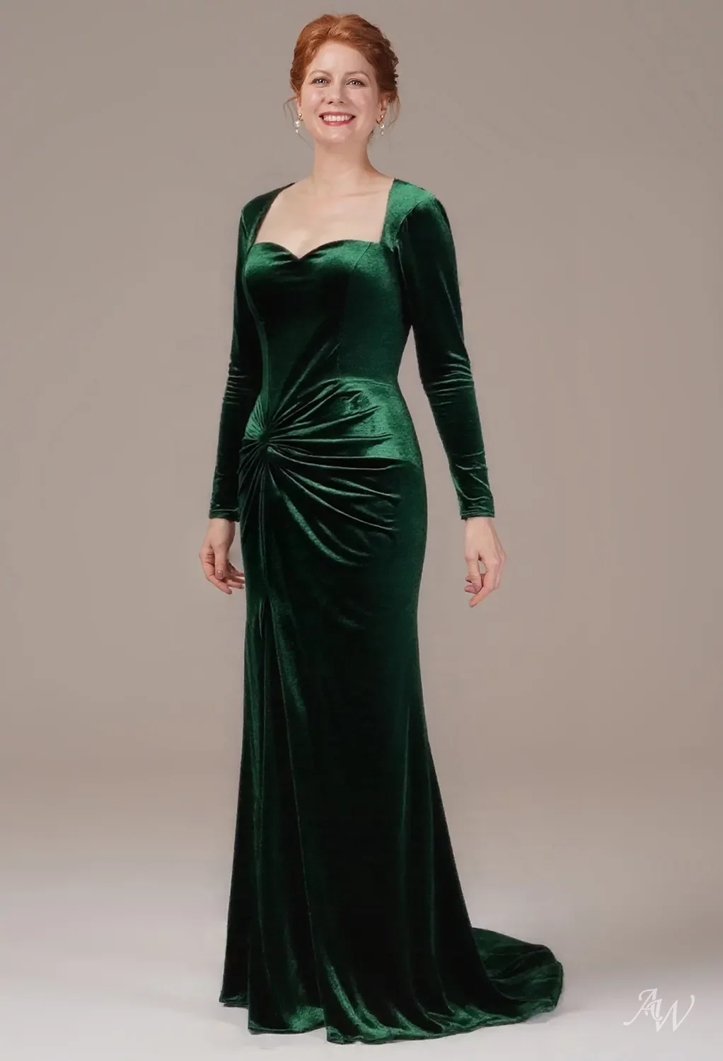 dark green fall dresses AW.Bridal Mermaid Sweetheart Neckline Floor Length Long Sleeves Mother of the Bride Dresses Dress Dark Green Size 18