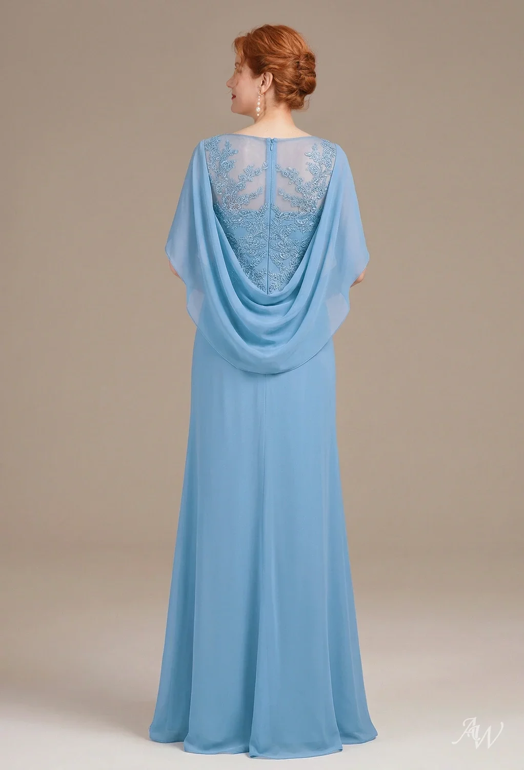 AW Gloria Dress, Baby Blue Chiffon Floor Length Bateau Neckline Mother of  the Bride Dresses | AW.Bridal